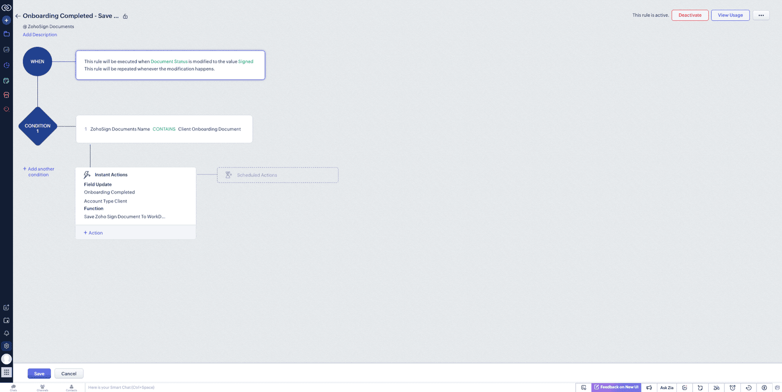 Screenshot of WorkDrive Workflow