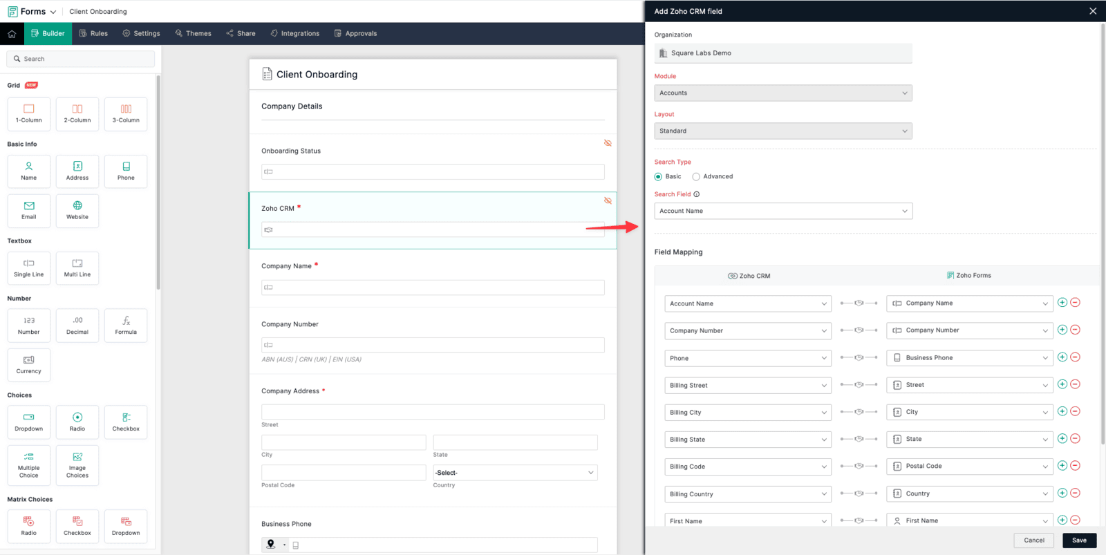 Screenshot of Zoho Forms Builder