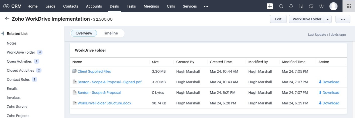 Screenshot of the Custom WorkDrive Related List