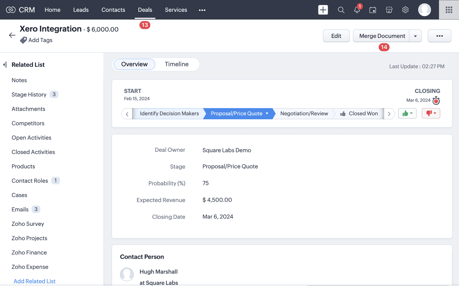 Screenshot of the Zoho CRM Auto Document Merge Lite installation guide