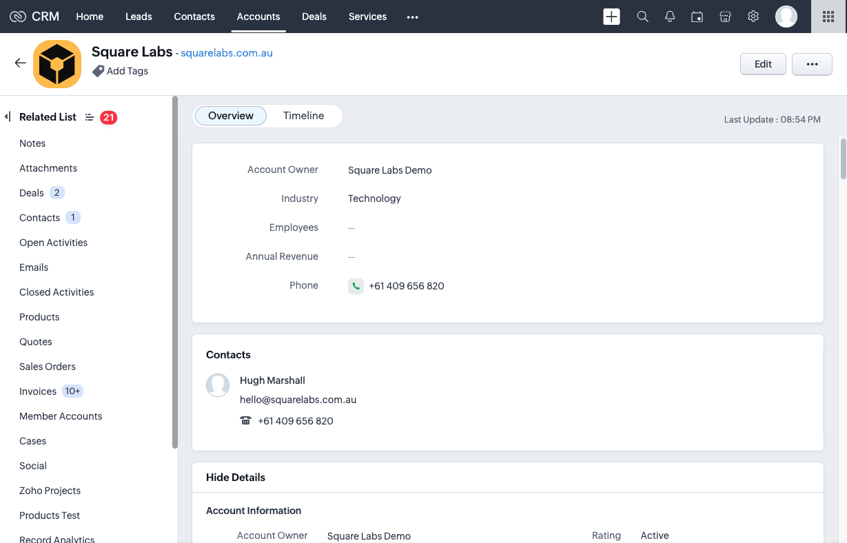 Screenshot of Zoho CRM Record Analytics Extension Installation Guide