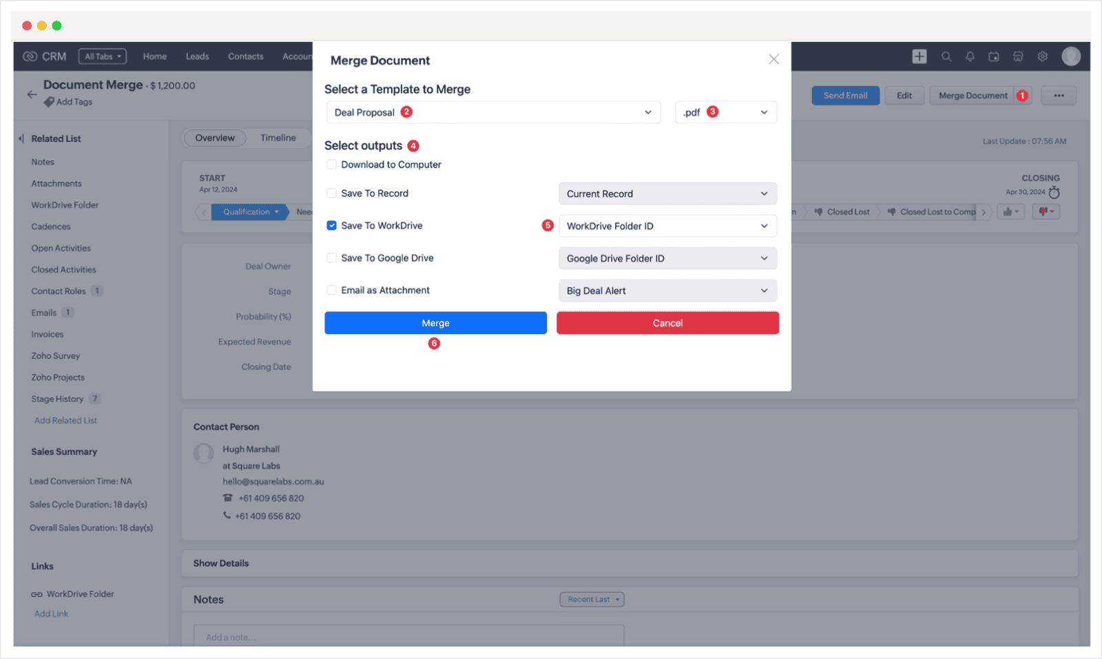 Screenshot of Zoho CRM Auto Document Merge Pro Extension User Guide
