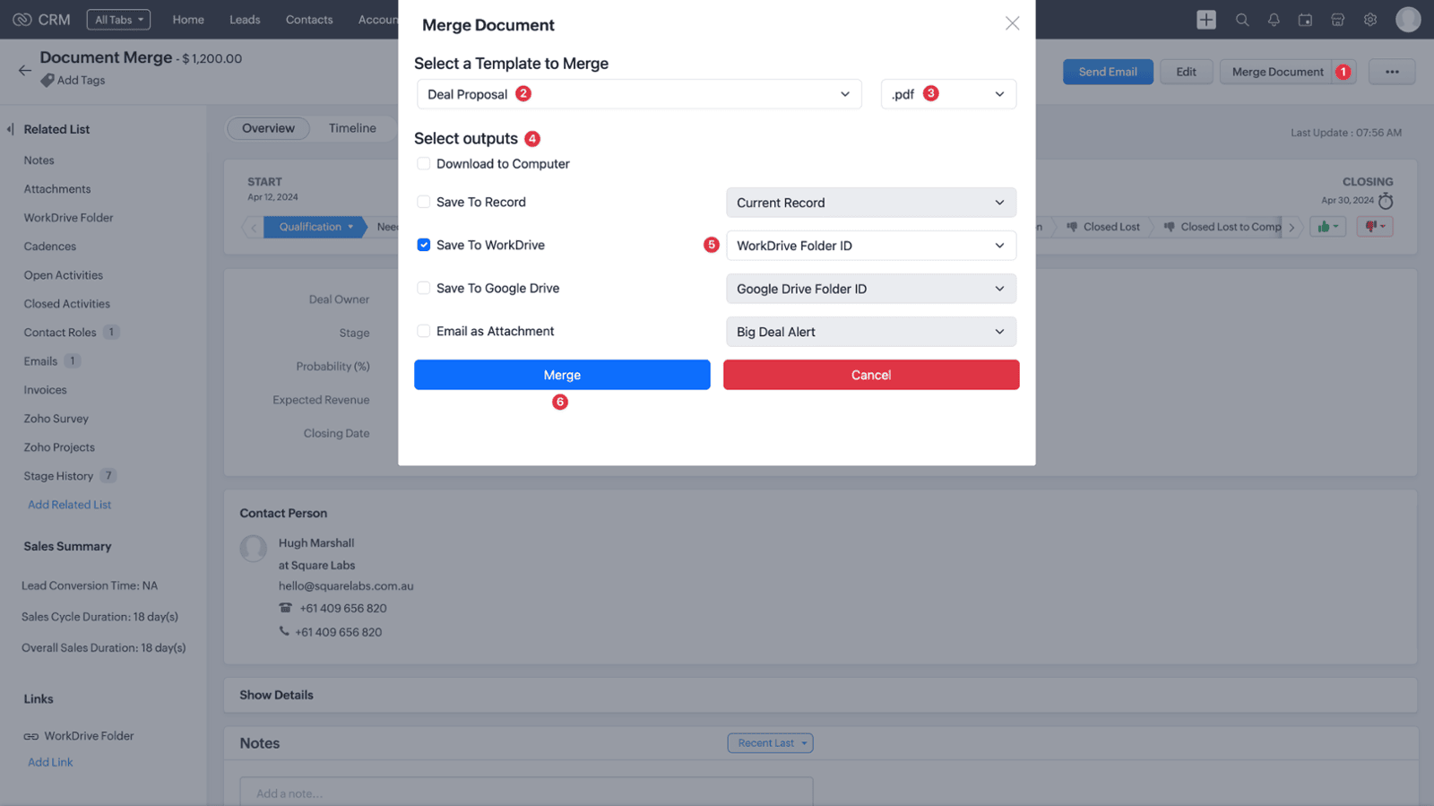 Screenshot of Zoho CRM Auto Document Merge Pro Extension User Guide