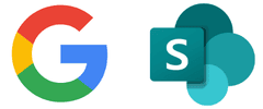 Google and Sharepoint logos